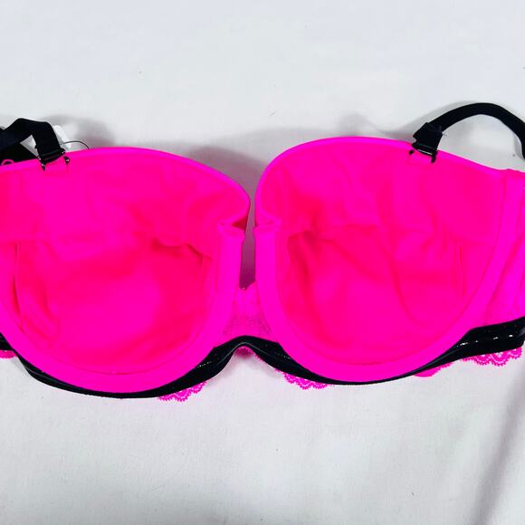 La Senza Bra Lot 2 Size 34DD Pink Black Padded Sheer Underwire Push Up Lace New - Picture 15 of 16